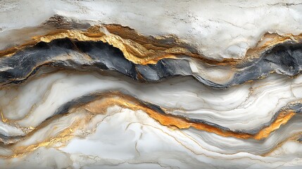 Obraz premium A polished marble surface with soft, creamy tones and striking gold veins running through it.