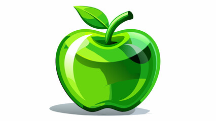 3D Green apple icon on a white background