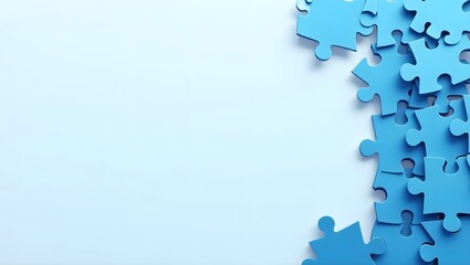 layered Paper-Cut Design with Blue Puzzle Pieces for Autism Awareness Concept