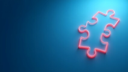 Glowing Neon Puzzle Pieces in a Futuristic Digital Composition for Autism Awareness