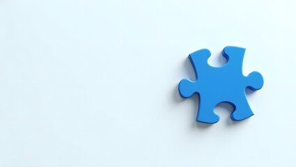 Minimalist Glossy Blue Puzzle Piece Floating on White Background for Autism Awareness