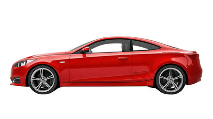 Obraz premium Elegant red coupe showcasing sleek design and powerful stance at a studio backdrop