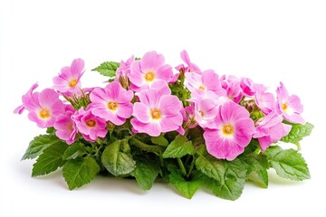 Fototapeta premium Primroses flowers bush primroses leaves spring.