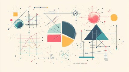 Mathematics Illustrations Equations Scene with Graphs