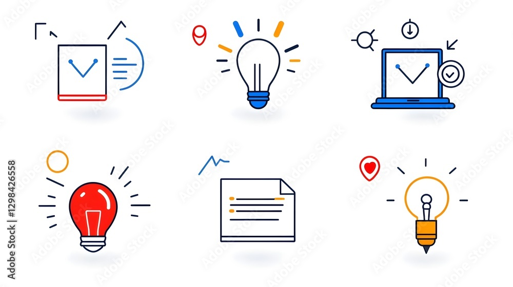 Leinwandbilder a comprehensive icon set that captures the essence of remote business and educational webinars featu