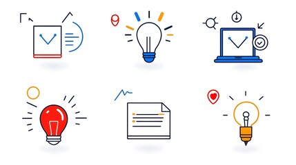 A comprehensive icon set that captures the essence of remote business and educational webinars featuring modern and structured line art symbols for live events knowledge exchange