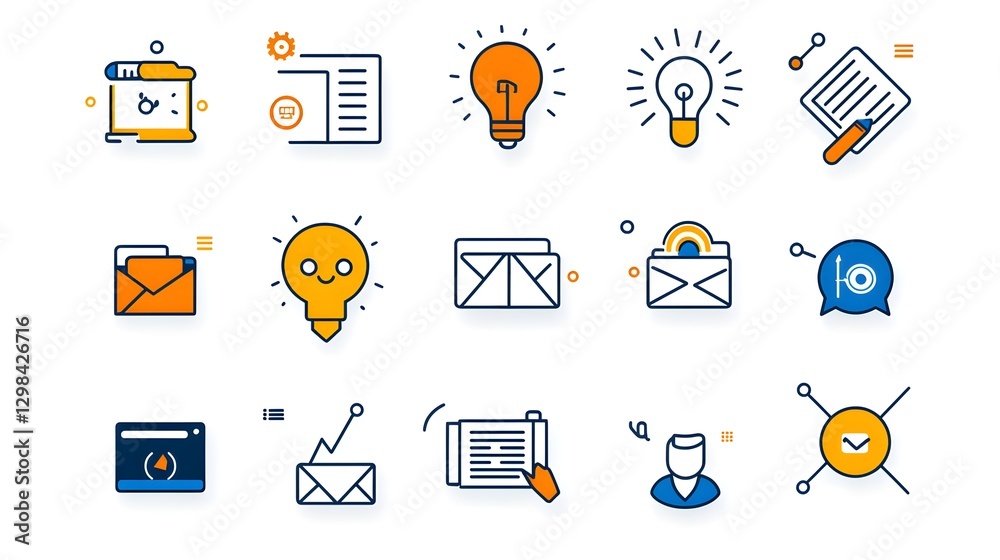 Poster Set of contemporary line icons symbolizing various digital interactions and webinar activities such as global networking  virtual learning  training sessions  and corporate video calls