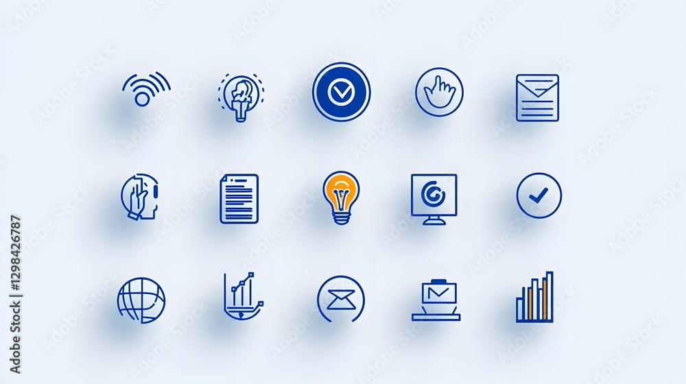 Poster a set of stylish and contemporary line icons arranged in a clean minimalist layout symbolizing vario