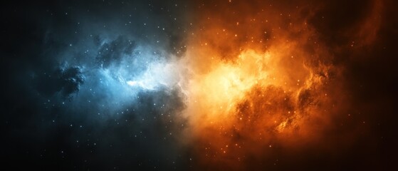 Fototapeta premium Blue and Orange Nebula with Stars