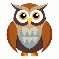 A cartoon owl on isolated white background