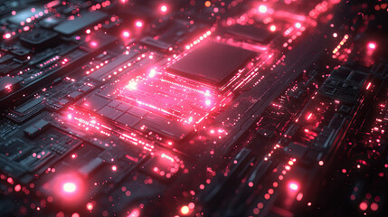 Fototapeta premium High-tech circuit board with glowing components