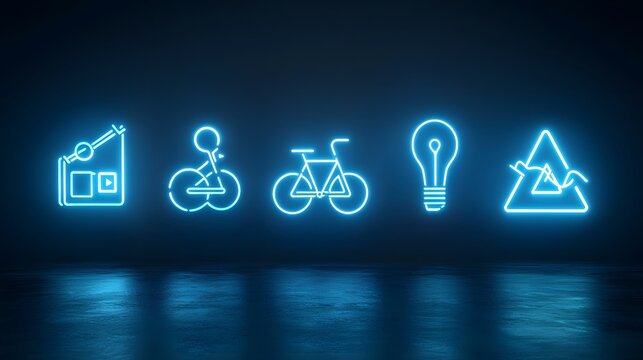 A sleek and modern icon set featuring 15 sophisticated symbols representing green urban development cycling friendly cities CO2 reduction renewable energy usage