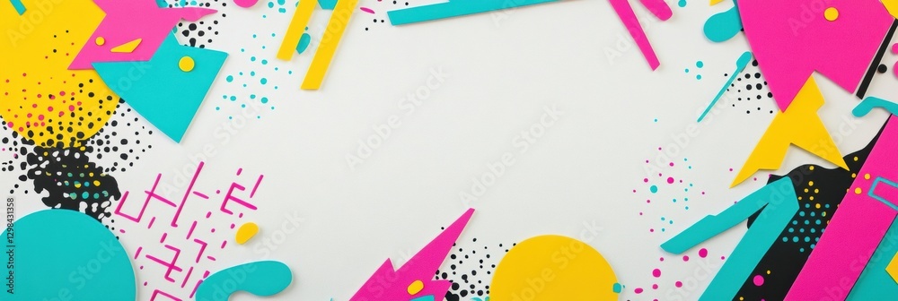 Aufkleber Colorful abstract design featuring geometric shapes and vibrant patterns on a light background. Generative AI