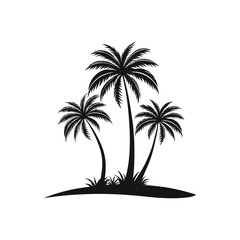 Fototapeta premium Palm trees silhouette isolated on white background