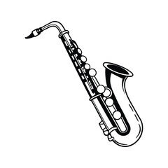 Saxophone illustration silhouette isolated on white background
