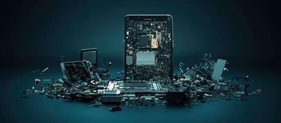 Exploded view of smartphone and other devices components.