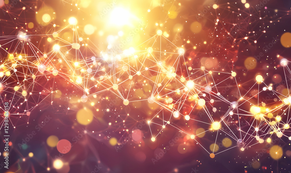 Poster dynamic tech background with interconnected molecular structures.