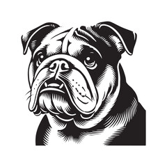English Bulldog  Vector - Minimalist English Bulldog  Silhouette - English Bulldog Illustration.