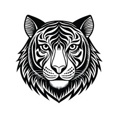 Obraz premium Tiger head illustration silhouette isolated on white background