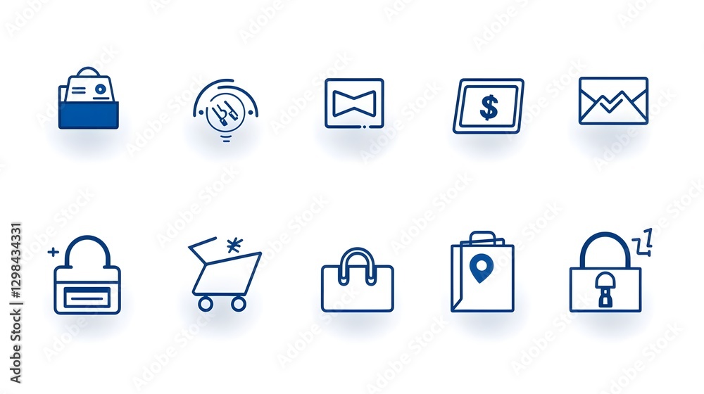 Poster elegant and well organized set of 15 linear icons representing financial incentives discount offers 