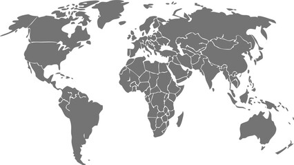 World map on white background. Vector 