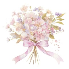 Fototapeta premium Pastel coquette flowers art illustration watercolor.