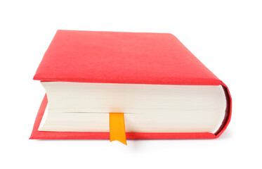 Book with ribbon bookmark isolated on white