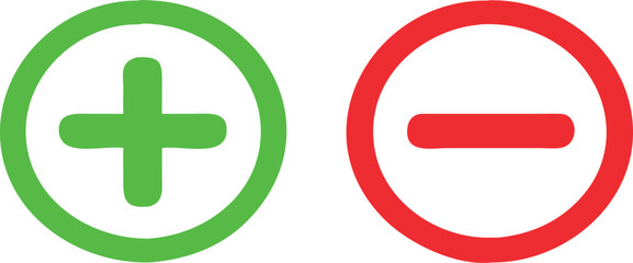 Obraz premium Plus and minus sign set. Vector 