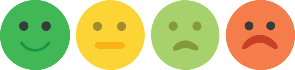 Three smileys green, yellow and red.