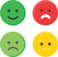 Three smileys green, yellow and red.