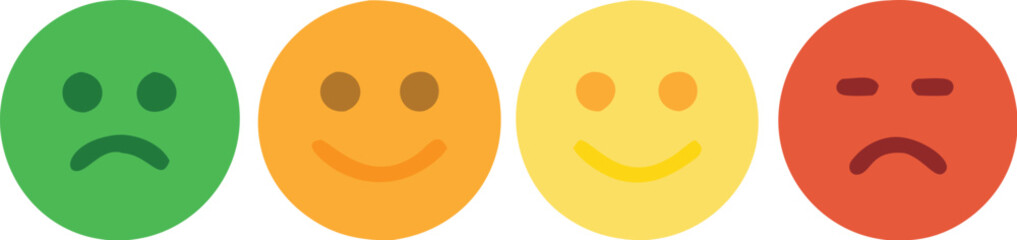 Three smileys green, yellow and red.