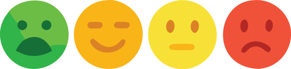 Three smileys green, yellow and red.