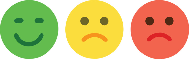 Three smileys green, yellow and red.