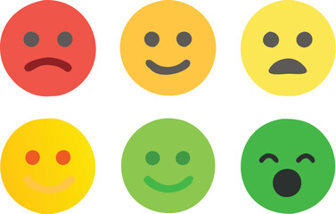 Three smileys green, yellow and red.