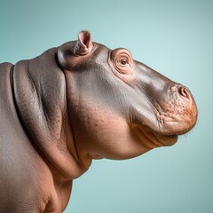 Naklejka premium Majestic hippo profile portrait