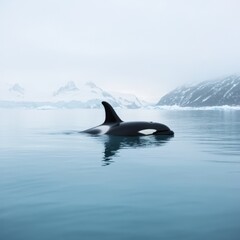 Naklejka premium Orca Swimming in Cold Waters
