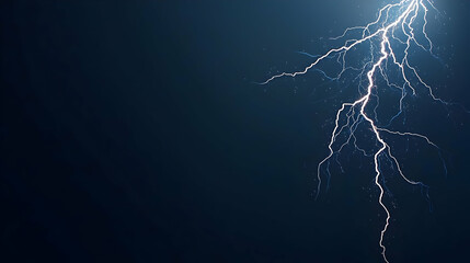 Dramatic Lightning Strike Across A Dark Blue Night Sky Showing Electrical Energy Displaying Power