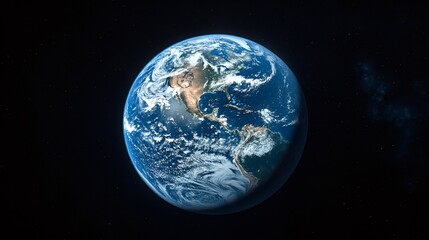 Planet earth rotating in space showing north and south america