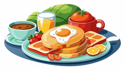 A detailed close-up of a breakfast scene highlights the textures and vibrant colors of the food, creating a high-quality image suitable for food blogs, restaurant menus, or any application requiring