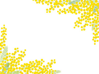 ミモザの花のフレーム_ベクターイラスト