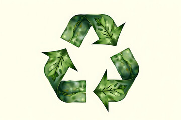 Recycling Symbol Made of Lush Green Foliage,Green and healthy earth concept