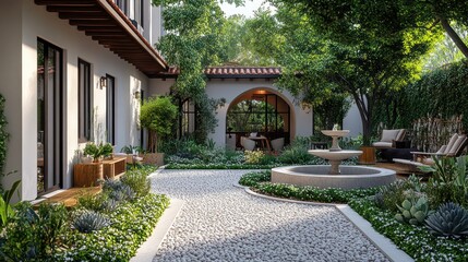 Tranquil Spanish-style courtyard garden