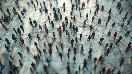 Many people connected to each other. Aerial network with a crowd of people. Generative ai generating connections. Numerous individuals were linked to one another lifestyle.