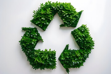 Recycling Symbol Made of Lush Green Foliage,Green and healthy earth concept