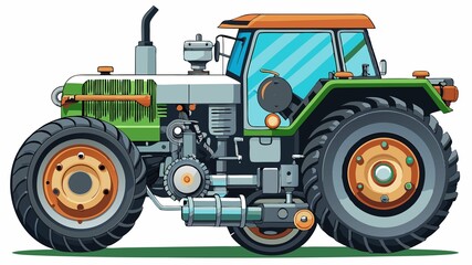 Obraz premium A detailed close-up of a farm tractor reveals the intricate details of its mechanics, its robust construction, and the overall functionality of this essential piece of agricultural machinery