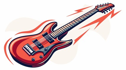 This image offers a visually striking and evocative depiction of an electric guitar against a minimalist white background, effectively capturing the power, style, and cultural significance 