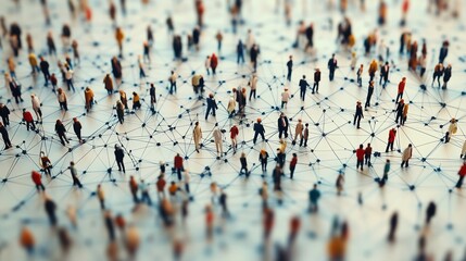 Many people connected to each other. Aerial network with a crowd of people. Generative ai generating connections. Numerous individuals were linked lifestyle to one another.