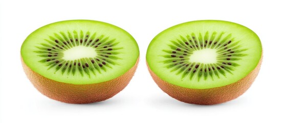 Fototapeta premium Two Halves of a Freshly Sliced Kiwi Fruit