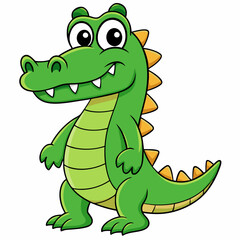 Fototapeta premium Crocodile cartoon character standing happily on a white background