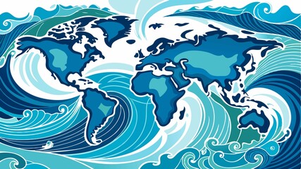 Obraz premium A detailed rendering of ocean currents against a white background reveals the intricate patterns and complex interactions of these powerful forces, creating a high-quality image suitable 